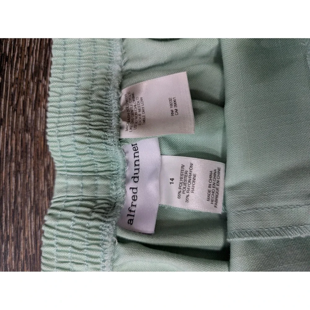 Alfred Dunner Dress Pants Womens‎ 14 Green Pull On Straight Leg Elastic Waist